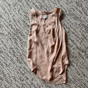 Haute Hippie Dusty Rose Silk Draped Sleeveless Top